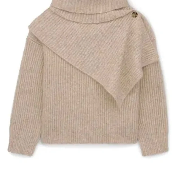 NWT Thakoun Chunky Knit Turtle Neck Scarf Sweater Size M - Picture 1 of 4